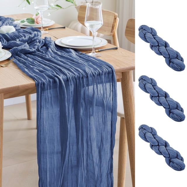 Mantel Ase'm, 3 unidades, 35 x 305 cm, color azul