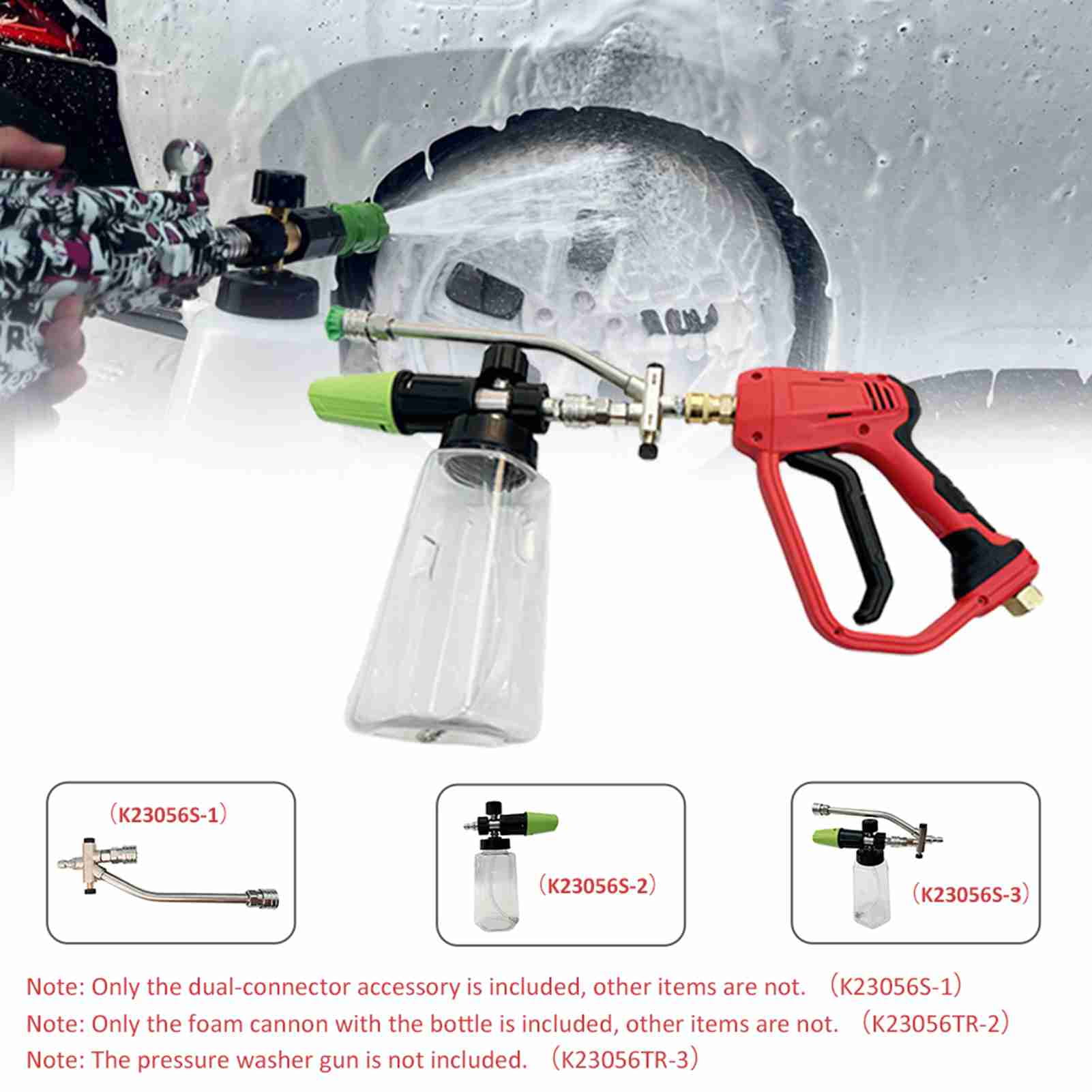 Foam Foam Cannon, Car Foam Blaster Wide Neck Soap Sprayer For Pressure Washer With 1/4'' Quick Connector, 1L Transparent Bottle