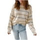 thumbnail image 1 of Suéter de cuello redondo para mujer, blusa de poliéster con rayas de colores y manga larga para invierno, 1 of 4