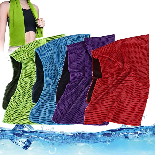 Pieza Toalla de enfriamiento Toalla de Fitness Toalla de enfriamiento para enfriamiento instantáneo con 4 Bolsas Impermeables Toalla Deportiva de Microfibra para Acampar Senderismo Yoga Golf Viajes