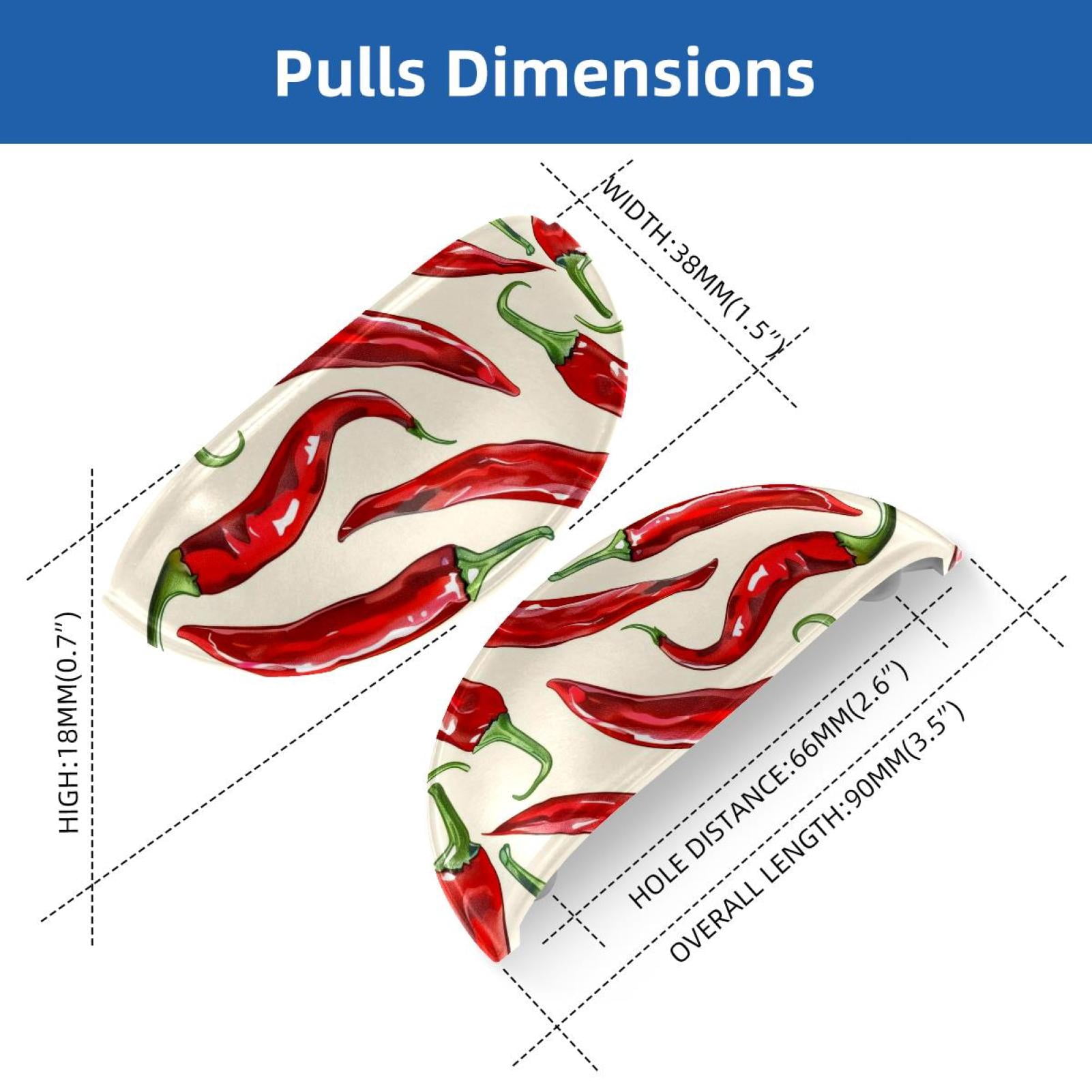 PhooArto 6 Pcs Cup Drawer Pulls, Chili Peppers Pattern Shell Shape Handles Cabinet Knobs for Dresser Cupboard Closet Wardrobe with Screws