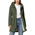 thumbnail image 4 of HappyYEE Women's Rain Coat with Drawstring Waist Plaid Lined Hooded Windbreaker Lightweight Waterproof Rain Jacket with Pockets M, 4 of 9