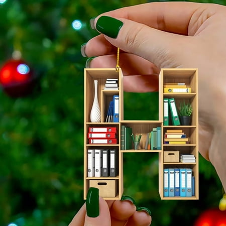 

TAIAOJING Book Lovers Heart Shaped Bookshelf Pendant Acrylic Ornament