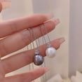 thumbnail image 7 of Hyasfey Single Faux Pearl Pendant Necklace Shiny Rhinestone Inlaid Adjustable Extended Chain Necklace Women Clavicle Chain Jewelry Gift, 7 of 7