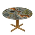 thumbnail image 3 of JEUXUS  Hare Squirrel Owl Flowers Mushrooms Round Tablecloth  Waterproof Table Cover Cloth for Dining Room Kitchen Party Picnic Home Decor, Black, One Size, 3 of 7