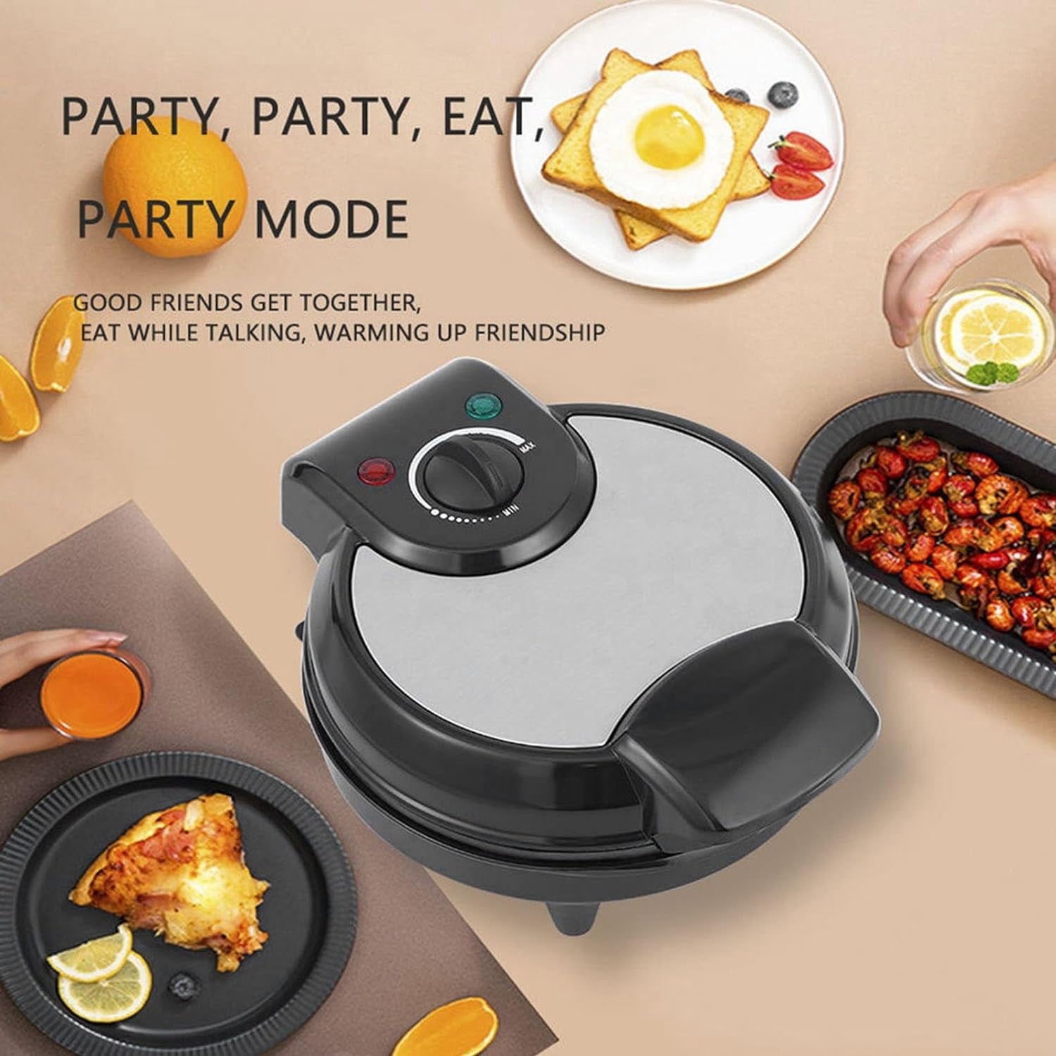 1200W Nonstick Waffle Cone Maker with Temperature Control for  Ice  Cones and Baking Treats