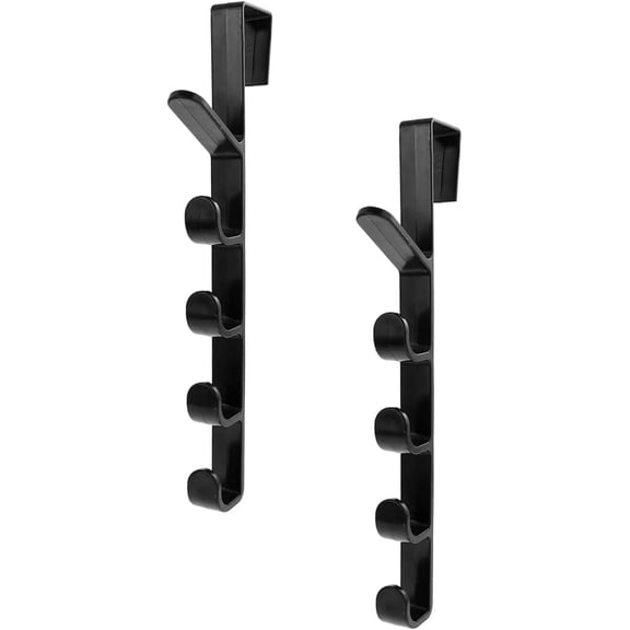 Over The Door Organizer Hooks Hats Hanger,Purse Organizer Vertical Hanging Coat Organizer Rack for Backpack Towel and Hangers, Black, 2 Pack