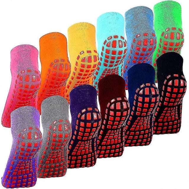 12 Pairs Non-Slip Yoga Socks With Grips Women Anti-Slip Socks Sticky Grips