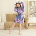 thumbnail image 3 of FORMRS Niños Bathrobe Unisex Hooded Robe Soft Plush Pajamas Sleepwear, Size 2-3T, Watercolor Pink Marble Pattern, 3 of 7