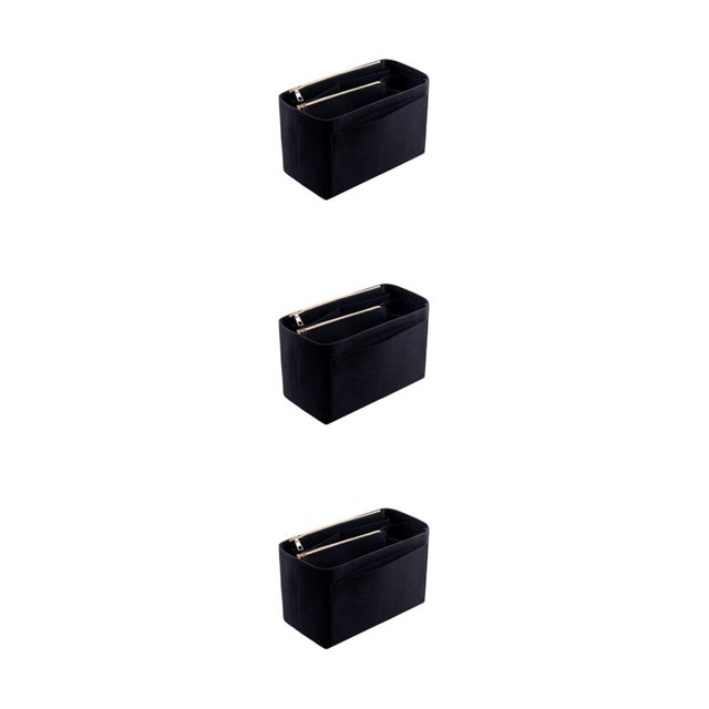 Baohd Sac à Insertions en Feutre à la Mode pour Femmes Compagnon de Voyage Multi-Grille pour Rangement par Compartiments et Grand Noir P 22*11*13cm 3Ensemble