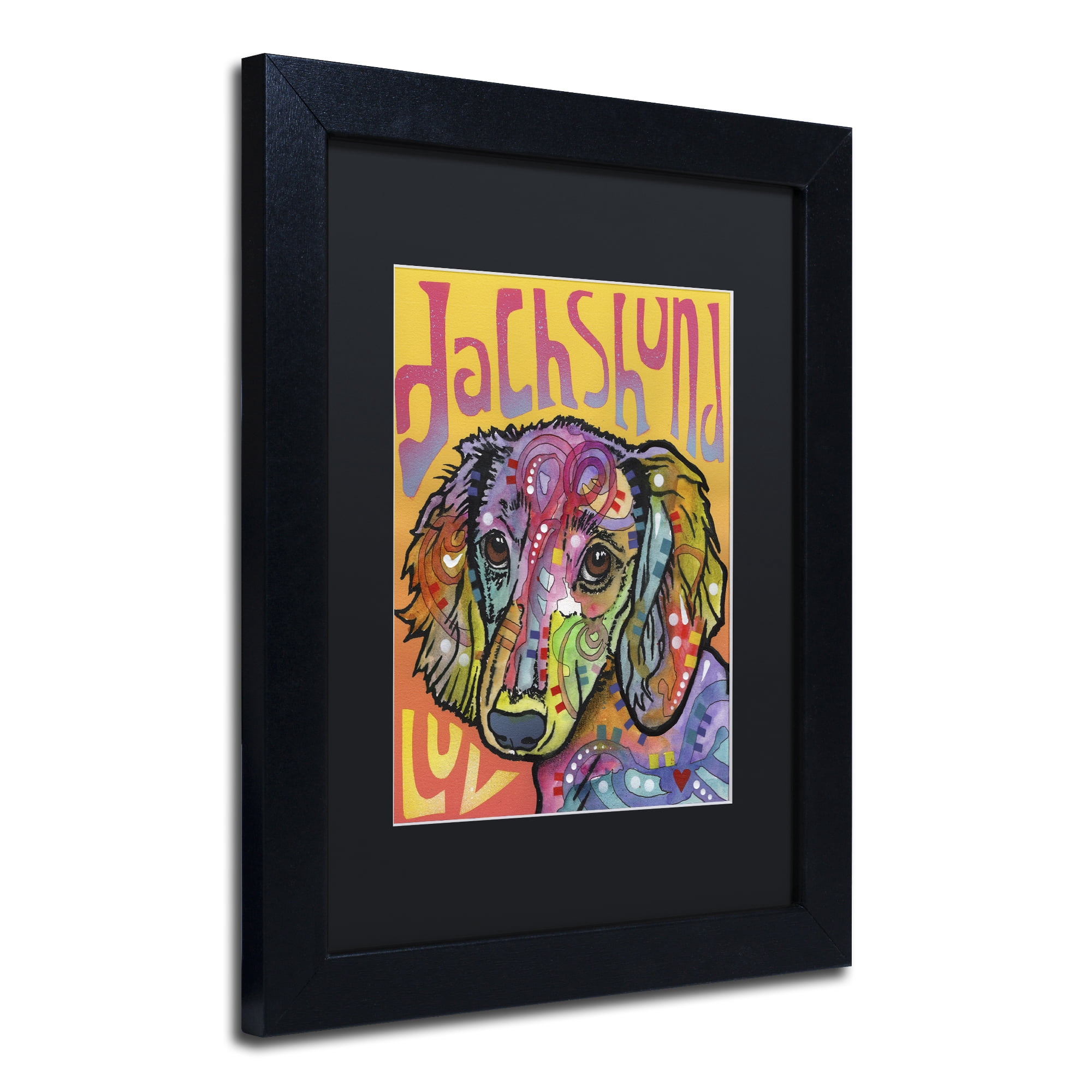 Trademark Fine Art 'Dachshund Love' Black Framed Art by Dean Russo