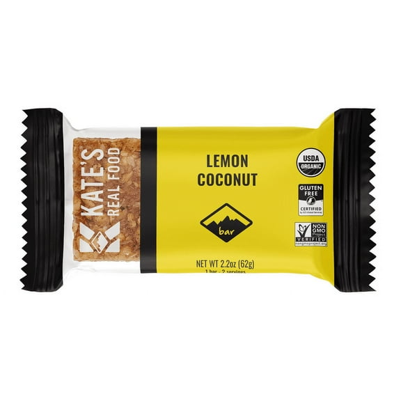 Pack of 12, Kates Real Food Lemon Coconut Bars, 2.2 oz