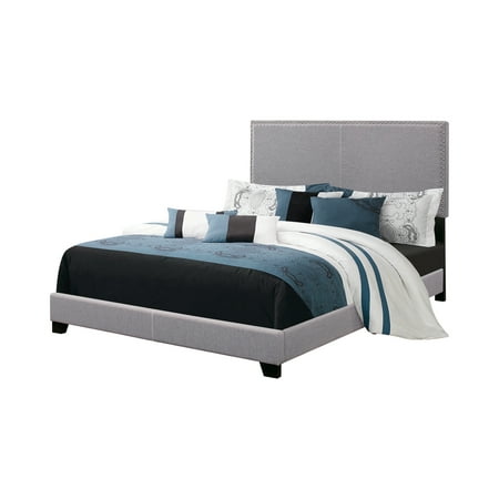Nailhead Upholstered California King Bed, In Grey