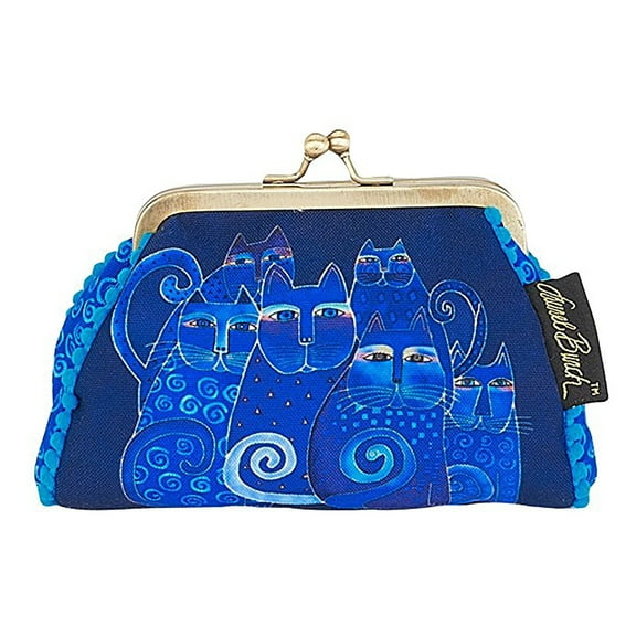 Laurel Burch Coin Purse 5.5"X4.8"-Indigo Cats