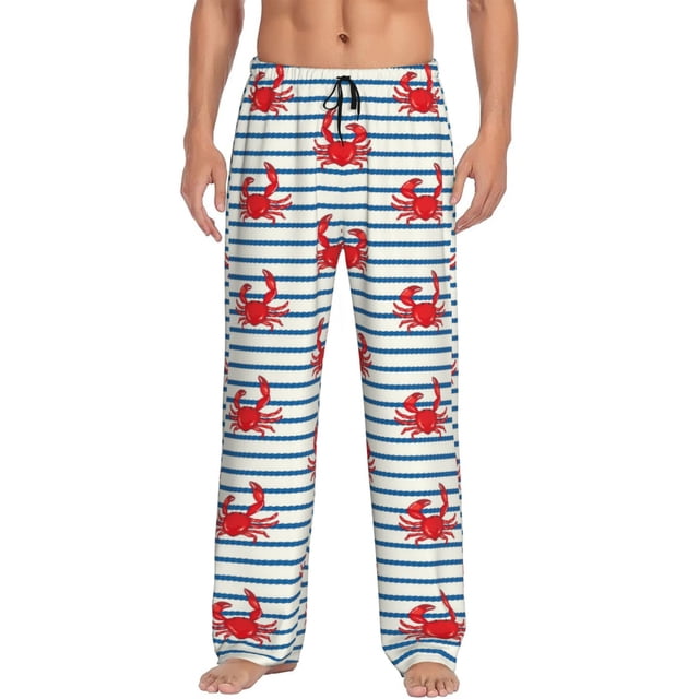 Balery Cute Red Crabs With Nautical Pantalones de pijama para hombre, pijama ultraligero, pantalón de descanso-XX-Large