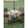 thumbnail image 3 of Outdoor Tablecloth with Umbrella Hole and Zipper, Orange Blue Fall Square Table Cloth 60x60 Inch Waterproof Tablecloth, Thanksgiving Pumpkins Harvest Botanical Vintage Picnic Table Cover for Patio, 3 of 7