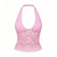 thumbnail image 5 of GUACER Lace Halter Tank Tops for Women, Sexy Deep V-Neck Sleeveless Camisole, Floral Mesh Overlay Slim Fit Vest, 5 of 5