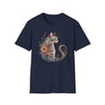 thumbnail image 2 of Floral Cat, Gildan Unisex Softstyle T-Shirt, Moon Cat Graphic Tee, S-3XL, 2 of 5