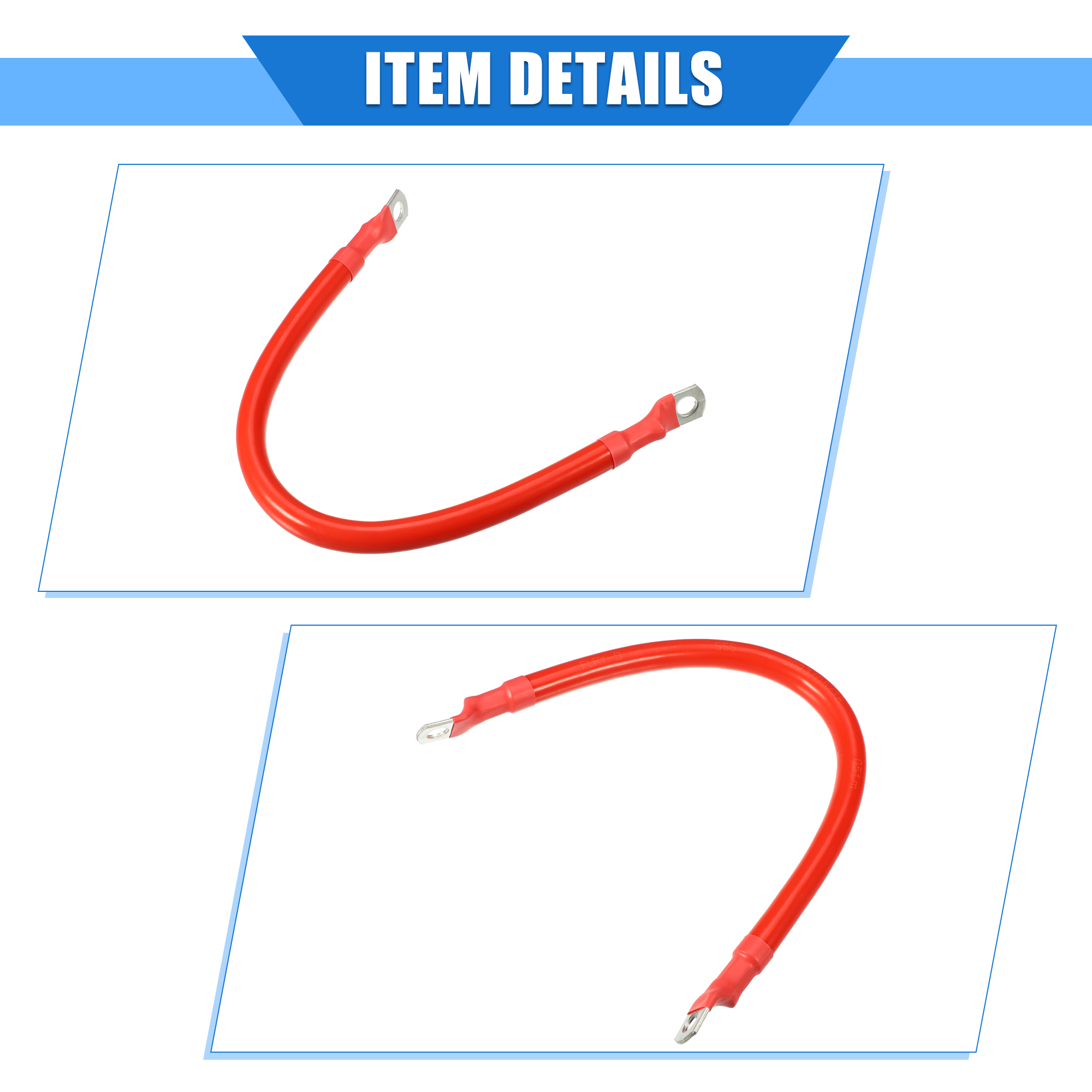 Unique Bargains Battery Cable 2 AWG Gauge 30cm 5/16" Battery Wire Universal for Car Truck RV Durable Copper Red