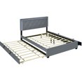 thumbnail image 6 of Upholstered LED Bed Frame with 2 Big Drawers and Twin Size Trundle, Velvet Storage Platform Bed with LED Light, Trundle Bed Frame with Solid Wood Slats for Bedroom Guestroom, No Box Spring Needed, 6 of 7