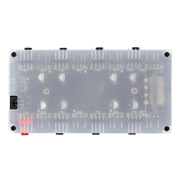 Ventilador ARGB 5 V/3 Pines PWM HUB 1 A 8 Divisor para Placa Base PC (SATA + Carcasa)