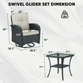 thumbnail image 7 of Gymojoy Outdoor 3-Piece Conversation Set, Patio Wicker Swivel Glider Rocker Chair Set for Porch Balcony Backyard, Beige Cushions, 7 of 7