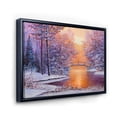 thumbnail image 3 of Designart 'Winter Landscape With Bridge Over The River' Traditional Framed Canvas Wall Art Print, 3 of 5