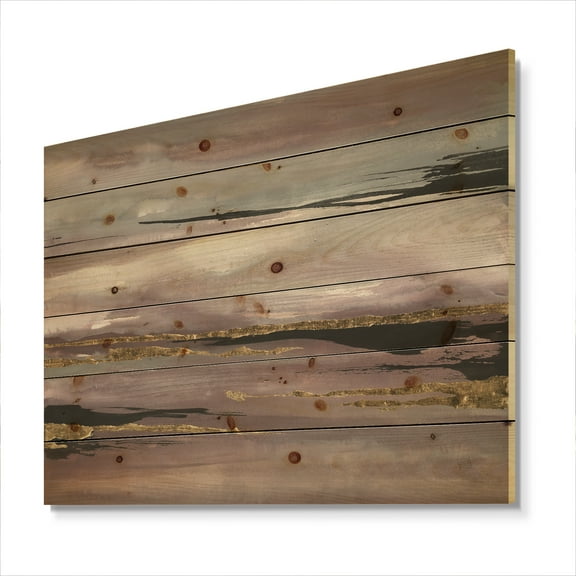 Designart 'Fractal Purple Glam Storm III' Glam & Shabby Chic Print on Natural Pine Wood