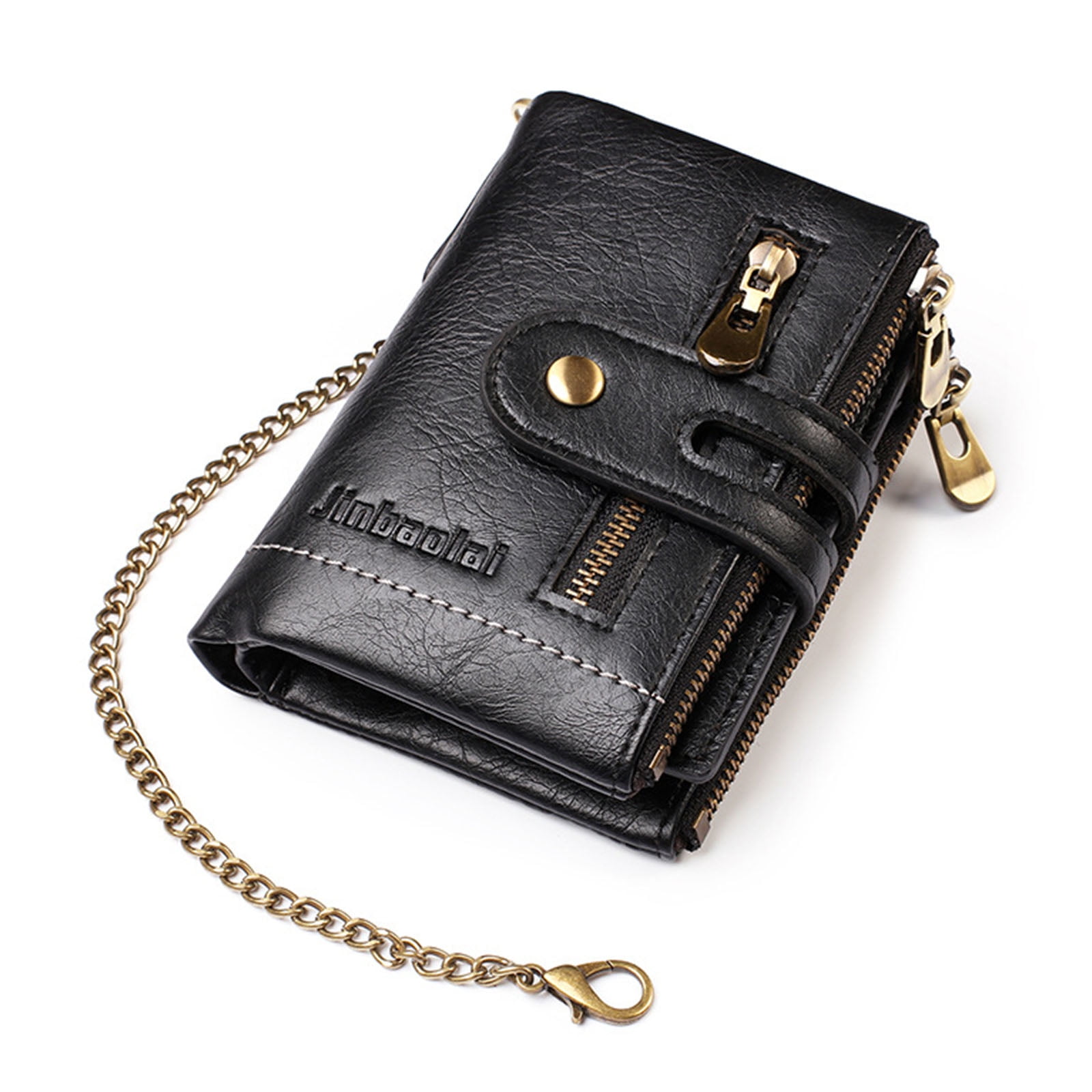 Chain Wallets for Men Leather Bifold Wallet Men's Casual Purse Credit ...