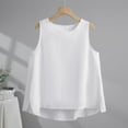 thumbnail image 2 of Bixock Women's Loose Summer Tank Tops,Plus Size Sleeveless Blouse,Solid Color Faux Linen Crew Neck Button Slit Hem Sleeveless Tops, 2 of 5