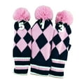 thumbnail image 2 of QccHieUs 3Pcs Knitted Golf Club Head Cover Head Protection Golf Headcover Set Sleeve Gift Pink, 2 of 9