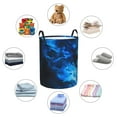 thumbnail image 6 of Daiia Blue Fire Cool Wolf Round Laundry Basket with Handles Thickened Waterproof Circular hamper,Dirty Clothes Storage Basket for Bedroom,Bathroom,College Dorm-Medium, 6 of 8