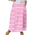 thumbnail image 2 of WXLWZYWL Women's Linen Maxi Skirt with Pockets - Floral Print Casual Elastic Waistband Flared Long Skirt 2024 Fall Fashion, 2 of 5