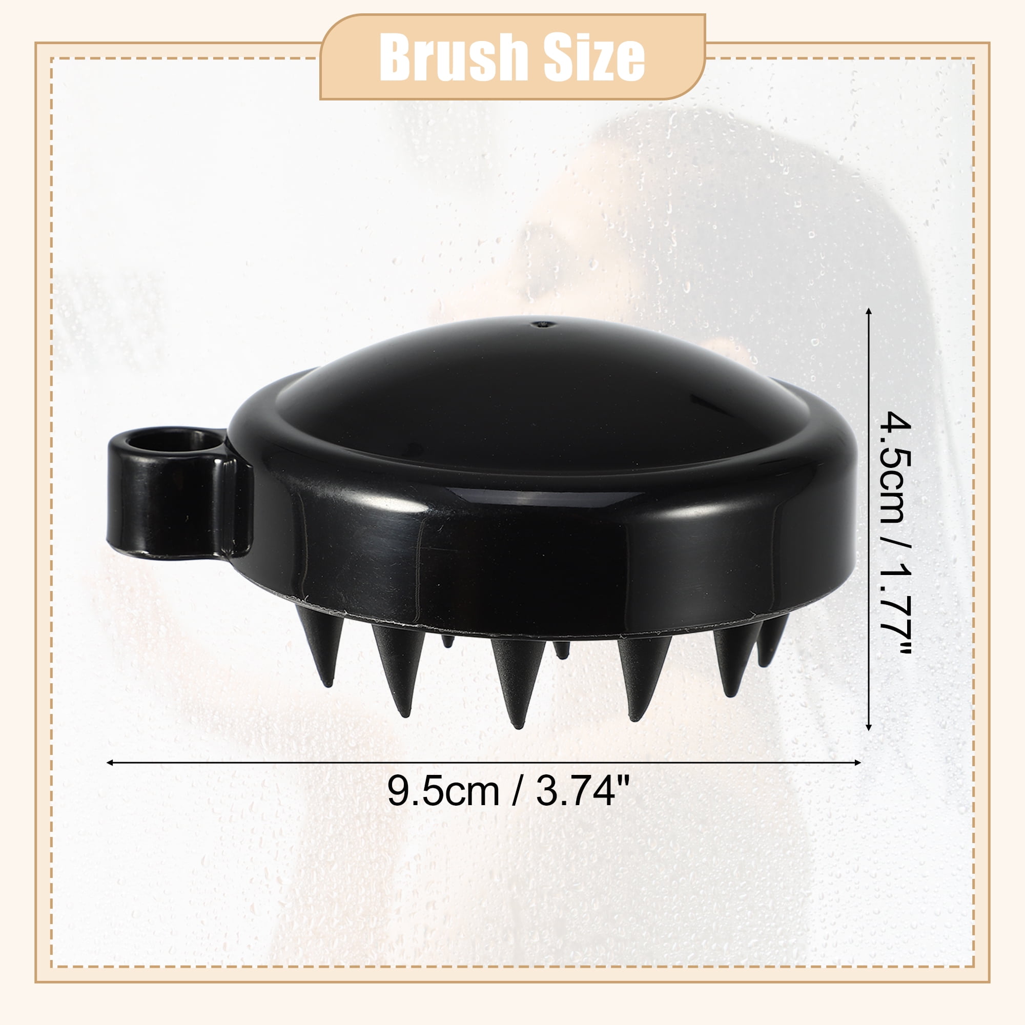 Unique Bargains Hair Care Hair Scalp Massager Shampoo Brush Black 3.74"x3.15"x1.77"