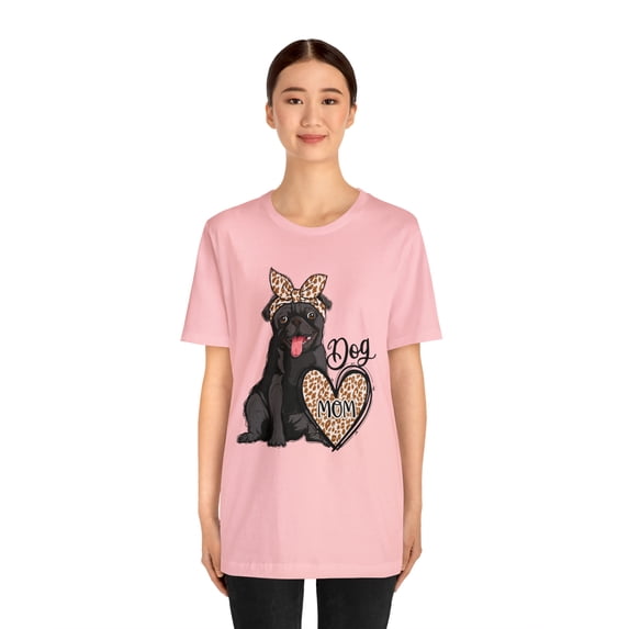 Trendy Leopard Print Pug Dog Mom Shirt