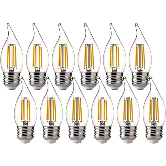 FLSNT 60 Watts Equivalent LED Chandelier Light Bulbs, Dimmable 4.5W CA11 LED Edison Bulbs, E26 Medium Base, 2700K Soft White, 450LM,12 Pack