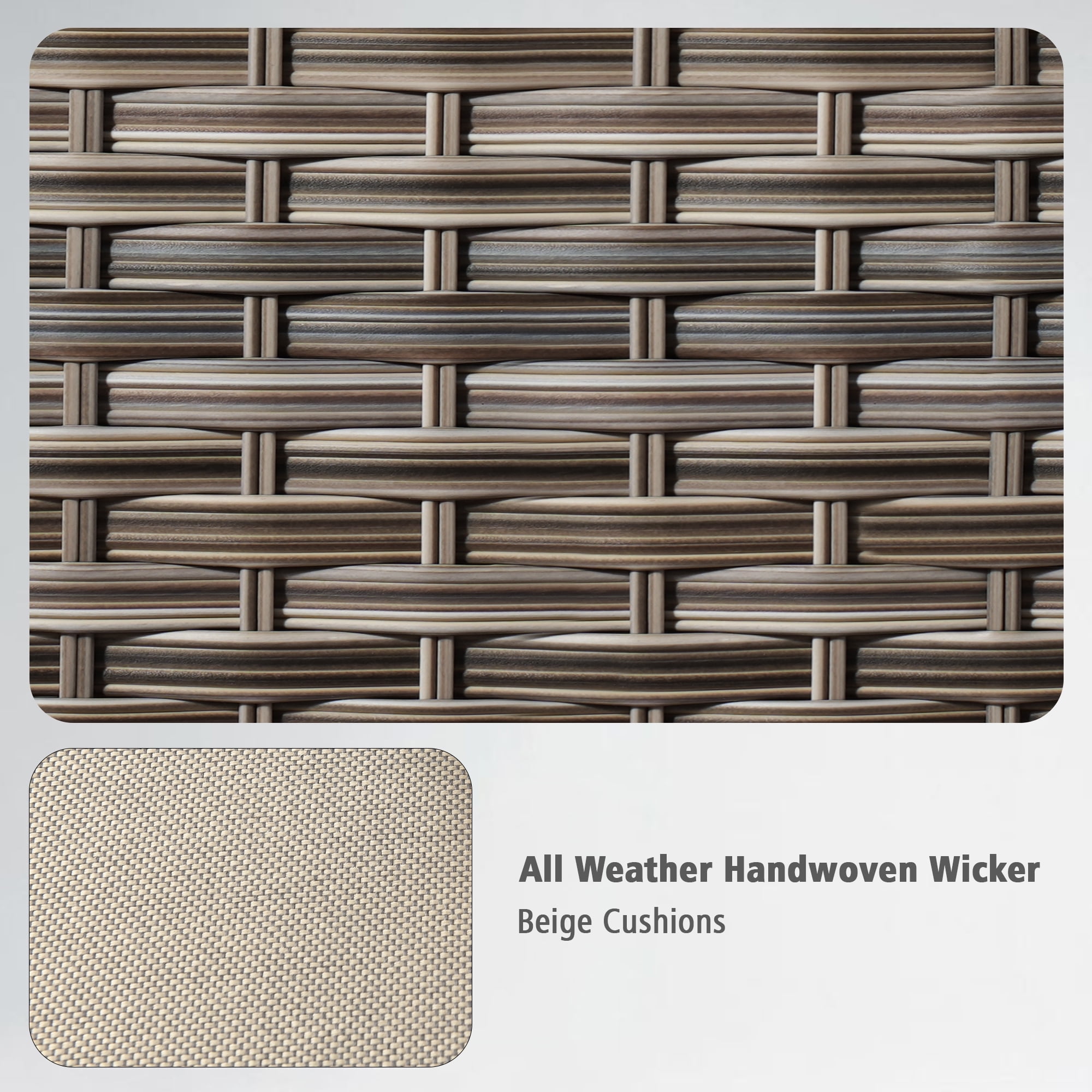 Ovios 8-Piece Outdoor Patio Furniture Set with Solar-Powered Lighted Coffee Table All-Weather Wicker Conversation Seating with Ottomans, Beige