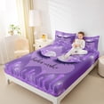 thumbnail image 4 of Homewish Fashion Purple Eyelashes Twin Sheet Sets, Dreamy Sequin Print Twin Fitted Sheet, Romantic Love Heart Flat Sheet, Lightweight Room Decor, 3-Piece, 4 of 7