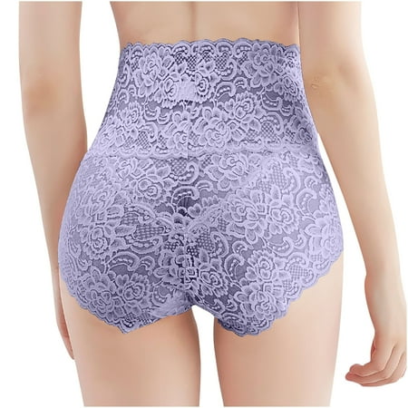 Kmdttou Cotton Underwear for Women Sexy Lace High Cut Panties Comfort Bikini Panty Stretch Underpants Breathable Ladies Briefs (Regular & Plus Size) Purple-3XL