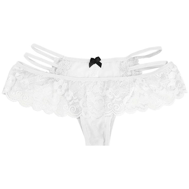 Gibobby Tangas de mujer Bragas de tanga de encaje triangular para mujer sexy de cintura transpirable de malla para mujer(Blanco,M)
