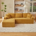 thumbnail image 3 of MAYEERTY L-Shaped Cloud Sectional Sofa, No Assembly Required Sleeper Couch for Bedroom & Apartment, 103×65" Yellow, 3 of 7