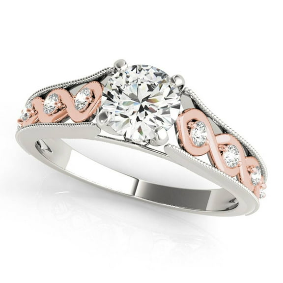 0.50 Ct. Halo Two-Tone Antique Diamond Engagement Ring -14K Rose/White Gold