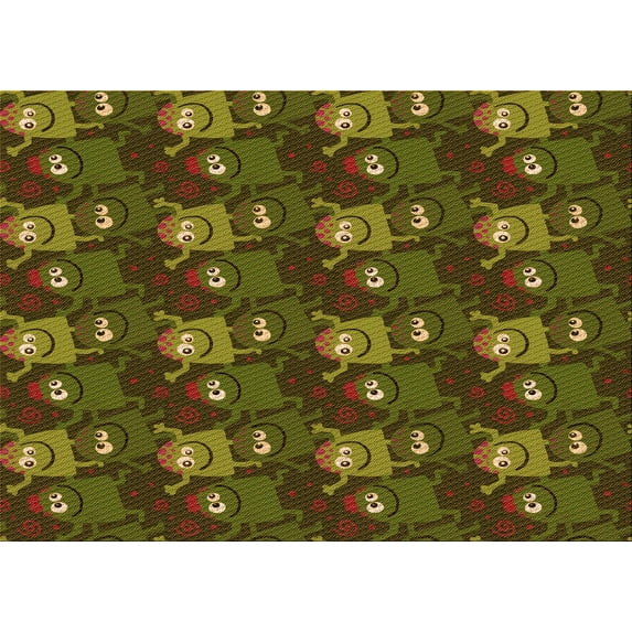 Ahgly Company Indoor Rectangle Patterned Dark Yellow Green Area Rugs, 8' x 12'