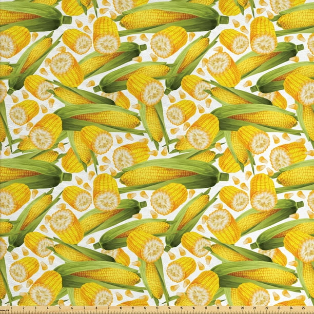 Corn Fabric by The Yard, Vegetable Organic Food Realistic ...