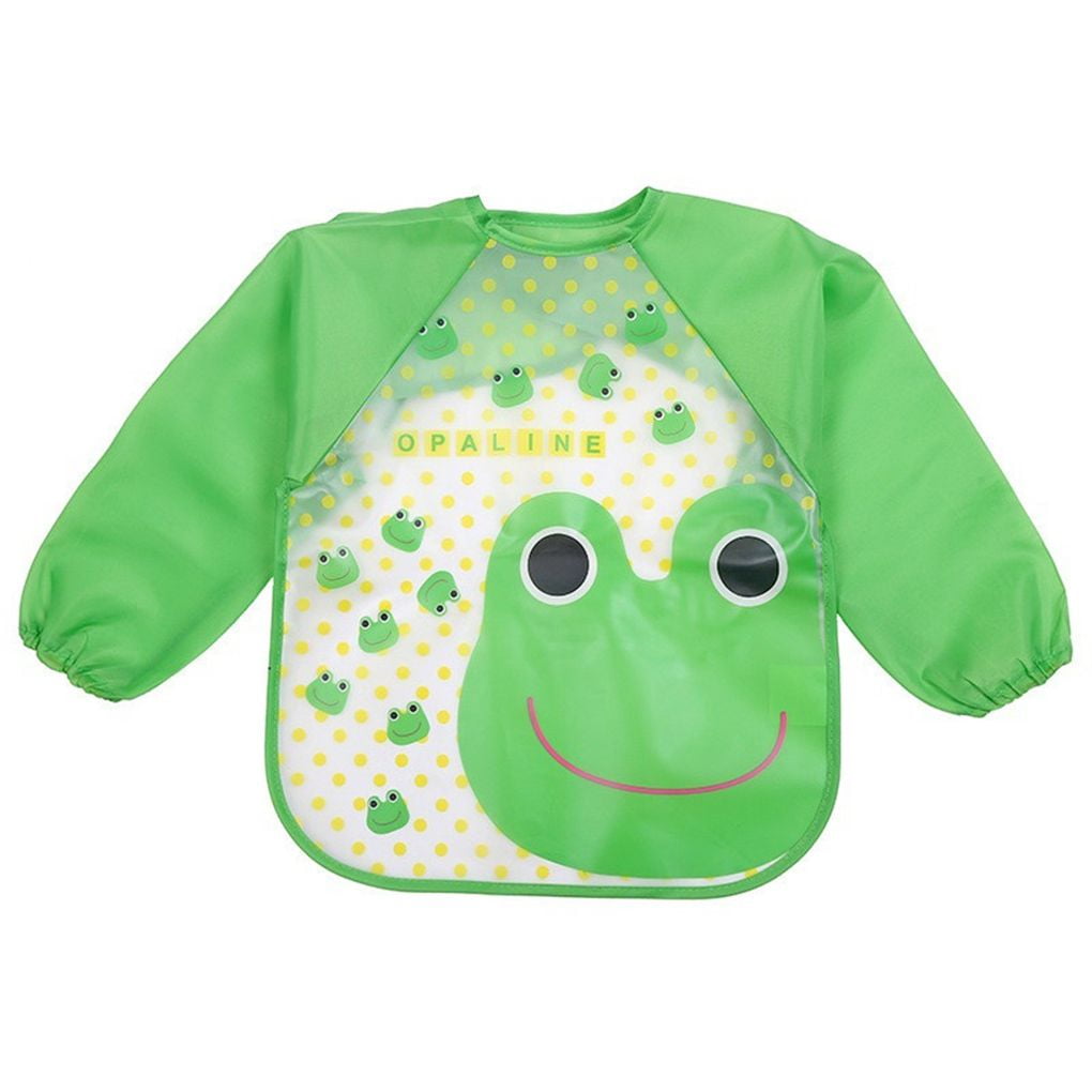 Green Frog Baby Toddler Coverall Art Apron Waterproof Long Sleeves Bibs Gift 