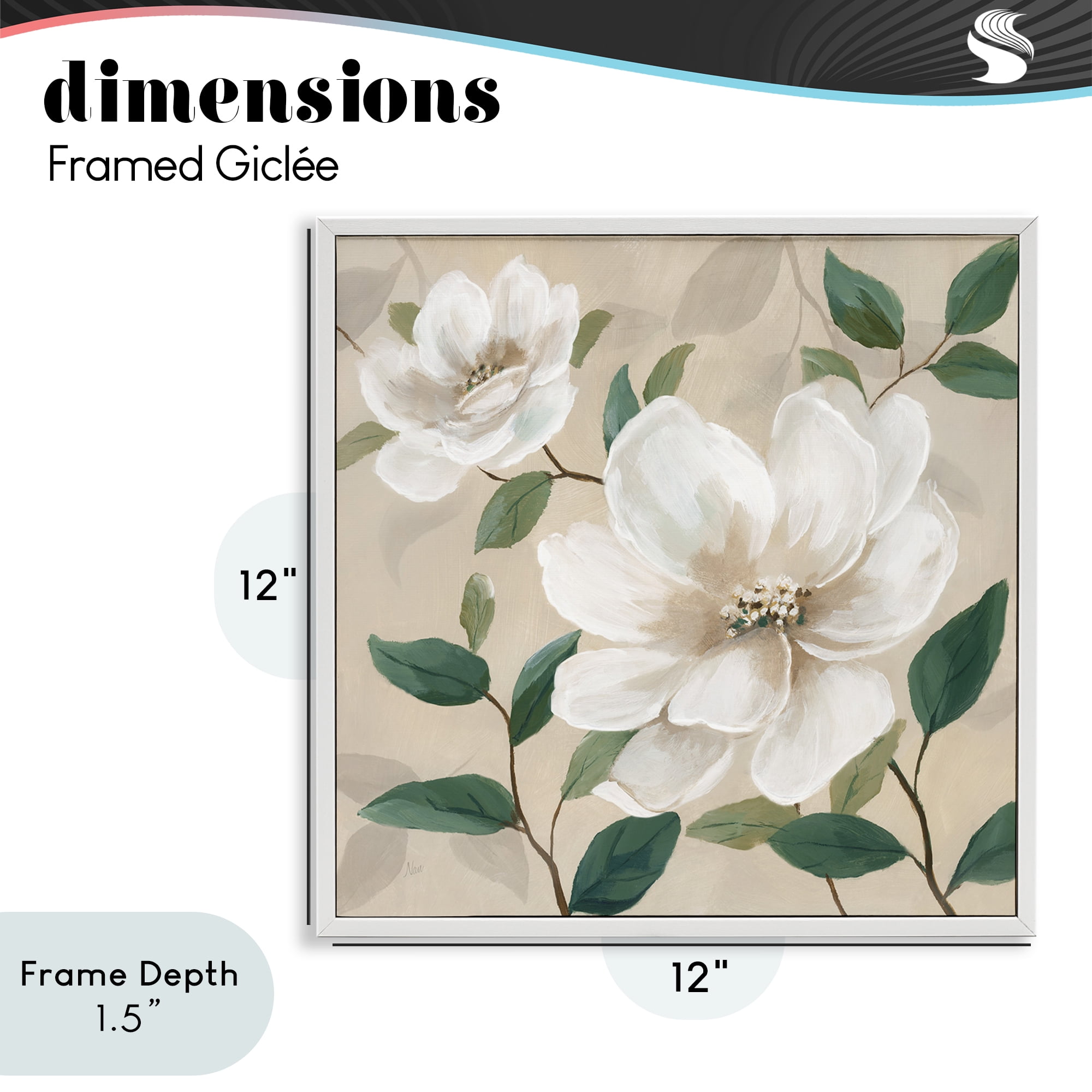 Stupell Industries Serene White Blossom with Leaves White Framed Giclee Art, design by Nan