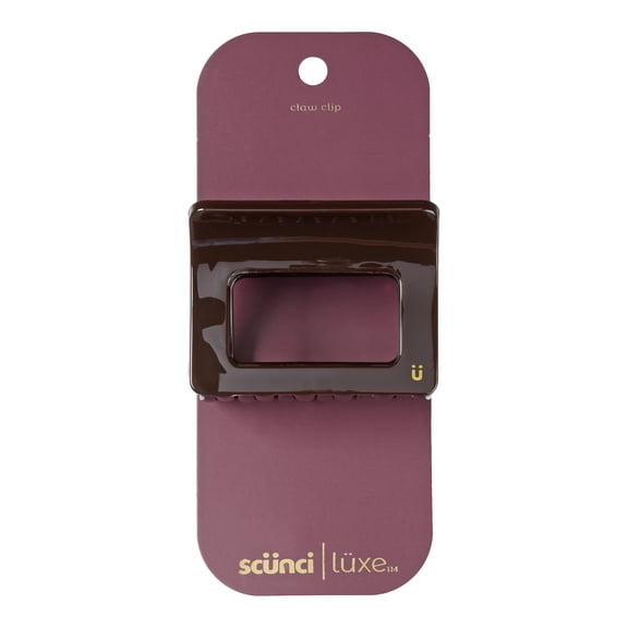 Scunci Luxe by Conair Modern Square Claw Clip, Espresso Brown, Open Rectangle Design, 1 Count
