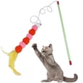 thumbnail image 1 of Pom Pom Cat Wand Interactive Fun Cat Feather Teaser Kitten Teaser Toy with Bell, 1 of 10