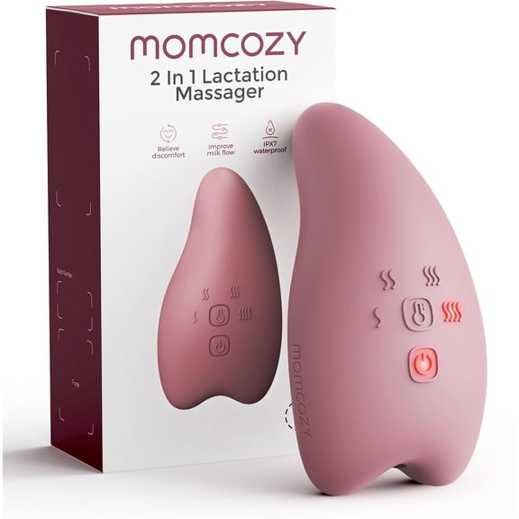 Momcozy A1Pro Lactation Massager with Heat, Deep Vibration, Cozy Red, 1PCS Rapid Heating, Clog Relief, Efficient Pumping, Breastfeeding Essentials, Memory Function, Fast Charging, Nursing, Soothing