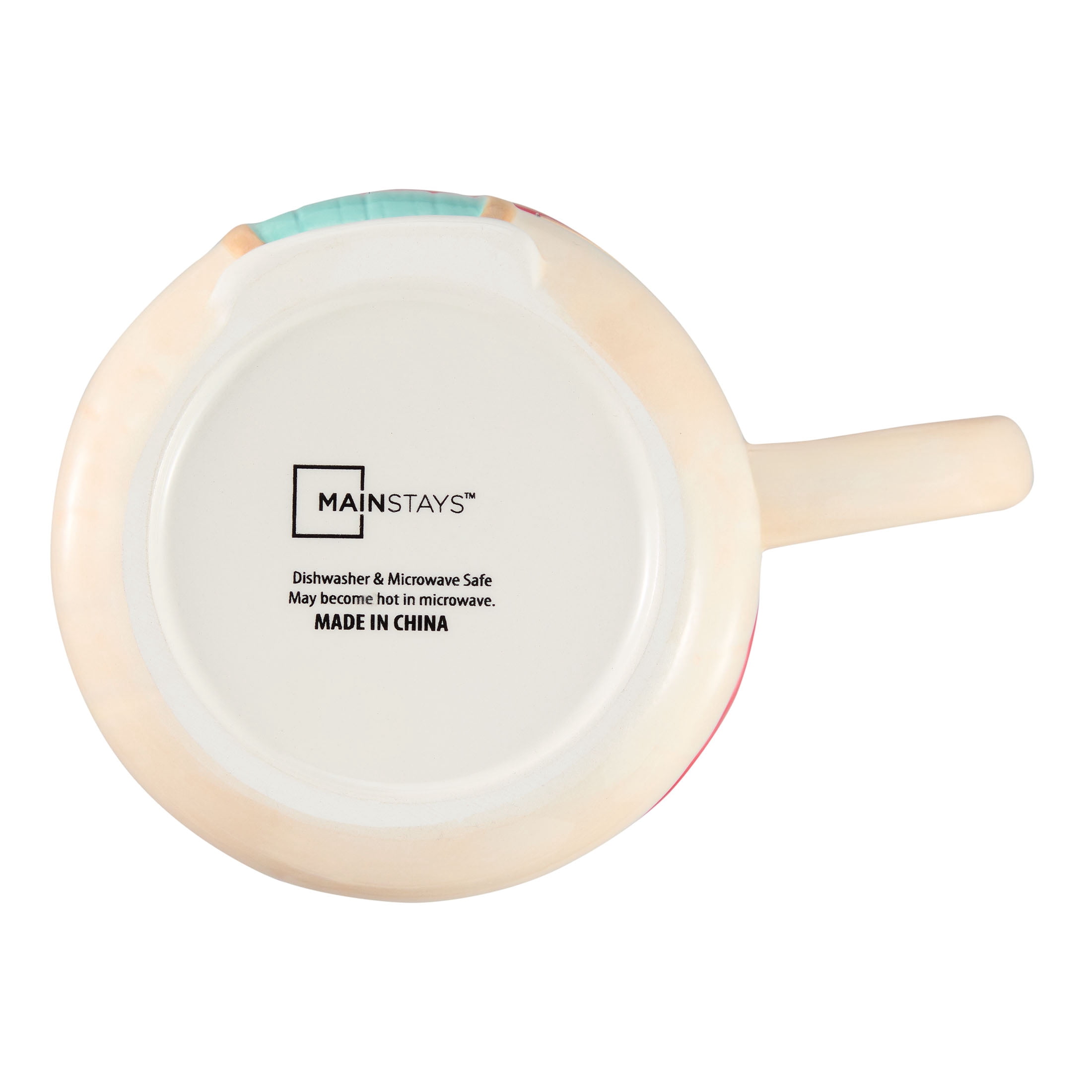 (4 pack) Mainstays 17.25 oz Red & Beige Mushroom Earthenware Mug